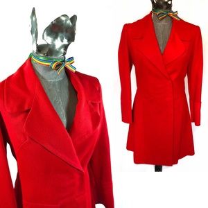 Vintage Red Orange Jacket A-Line Coat
